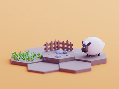 Shaun the sheep 2d 3d animation blender color cute fanart grass illustration isometric lowpoly sheep