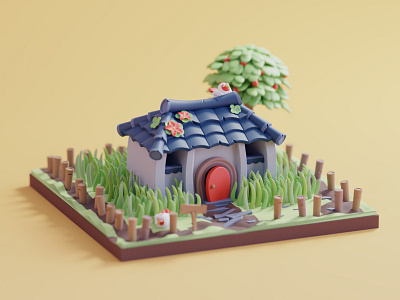 Link's House 2d 3d animation blender character color cute design fanart illustration isometric lowpoly nintendo tree zelda