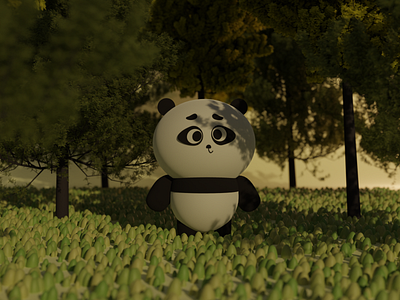 Panda : Far from Home 3d 3d forest 3d panda animal 3d black and white forest lost panda sad panda
