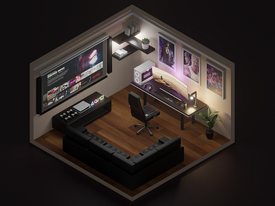 3D: Gaming Room 🎮 3d 3d game 3d room game game 3d gaming room isometric