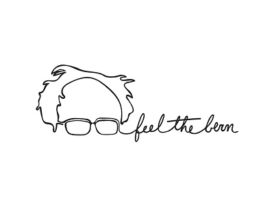 feel the Bern continuous line drawing bernie candidate feelthebern glasses line political president sanders