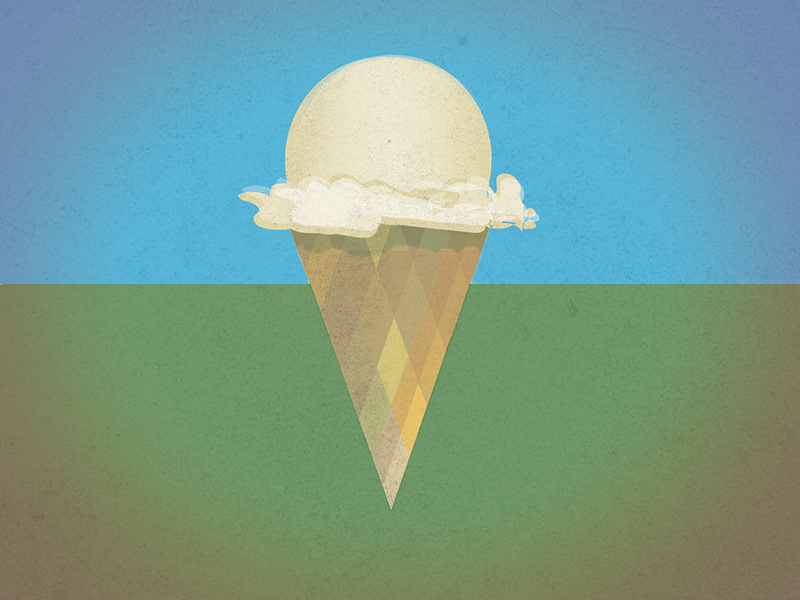 day dreamy Ice cream cone vanilla blue green cone plaid cream ice