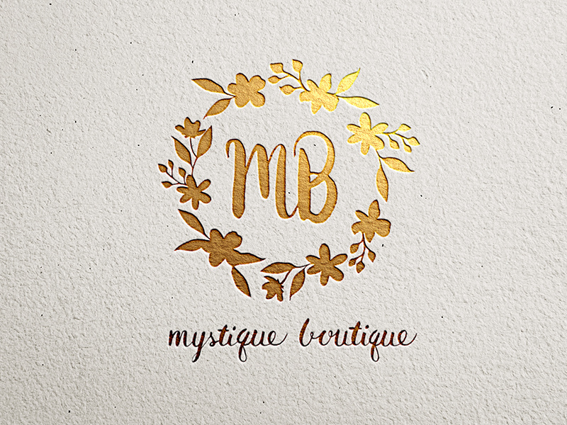 Mystique Boutique logo logo text font drawn hand floral clothing women shop boutique