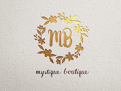Mystique Boutique logo boutique clothing drawn floral font hand logo shop text women