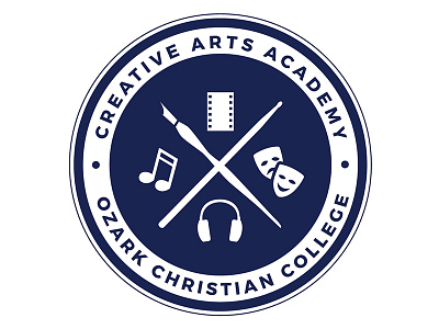Creative Arts Academy logo academy arts college film headphones logo mask music pen