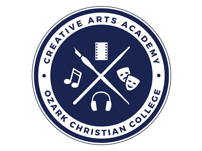 Creative Arts Academy logo mask film music headphones pen logo academy arts college