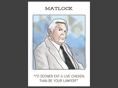 Matlock trading card card cartoon comic lawyer marketing matlock trading