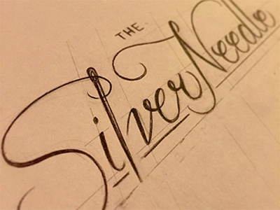 Logo concept for "The Silver Needle" hand lettering lettering logo logo design sketch