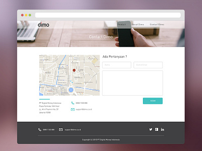 Contact Page for Dimo company contact flat simple web
