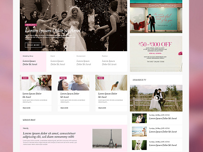 Wedding Web Design concept clean flat interface pink responsive web wedding