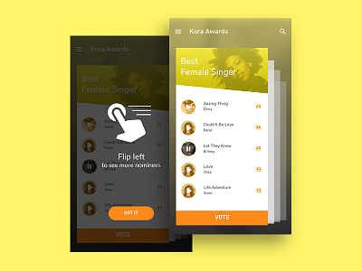 Kora Home Screen android award material design minimalist modern music user experience user interface