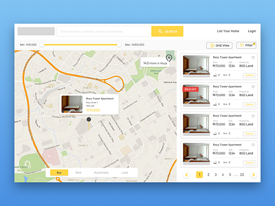 Property Search Page home interface property search ui website