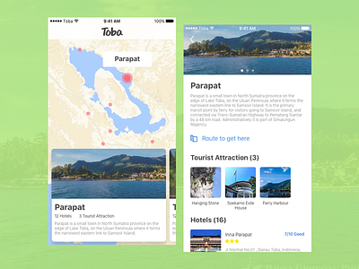 Toba App Concept app interface ios iphone tourism travel