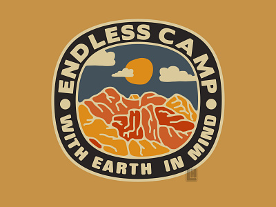 ENDLESS CAMP2 badge campfire camping logo forest hiking illustration mountain mountain logo patch