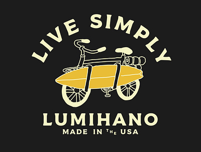 LIVE SIMPLY bycicle illustration surf
