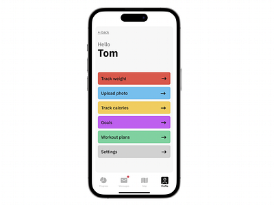 Fitness app profile page