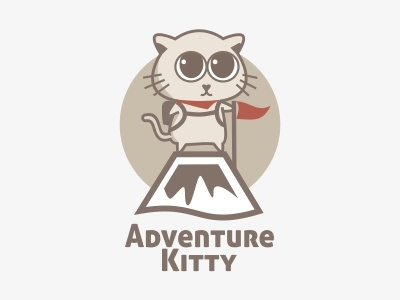 Adventure Kitty Logo adventure backpack cat cute kitty mountain traveling