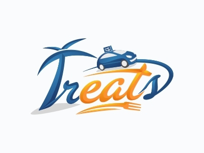 Treats Logo beach car delivery eat logo tree