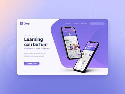 Landing page for education mobile app I Online school assistant