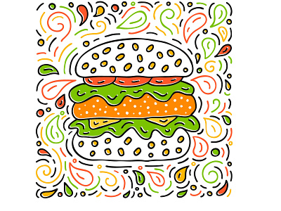 Burger burger doodle food illustration hamburger