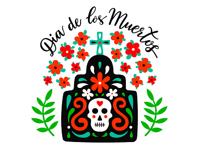 Mexican tomb art day of the dead ethnic holiday illustration latin america lettering mexican mexico santa muerta skull south american tomb tradition