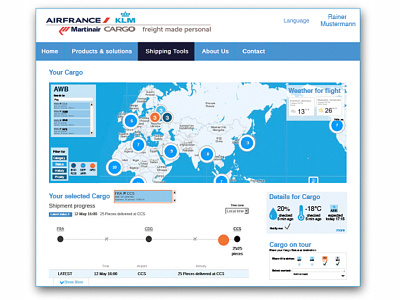 Personal Track Customer Tracking page air france martinair klm cargo interface track and trace webdesign