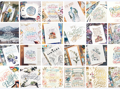 Collective Watercolor and Type Illustrations design illustration typography