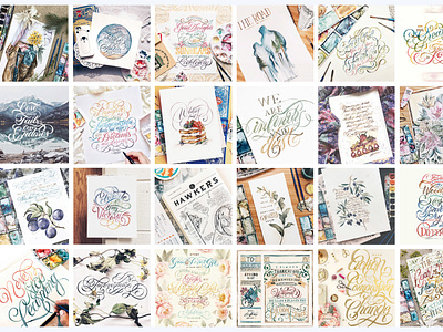 Collective Watercolor and Type Illustrations