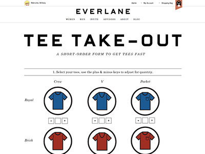 Tee Take-Out Short Order Form