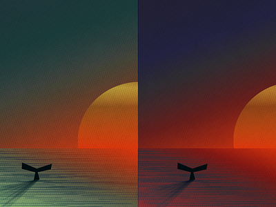 Whale in a Sunset colors illustration sunset texture whale