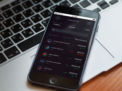 Live Trading mobile application app design minimal ui
