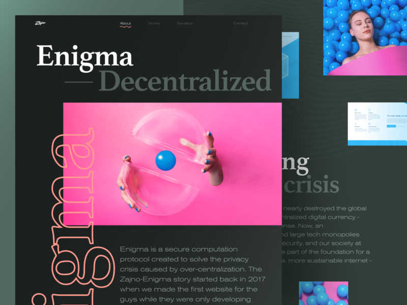 Enigma Website Story case study clean decentralised design photography web website zajno