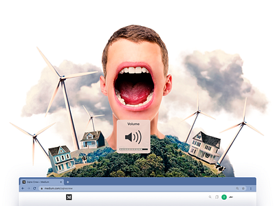 Collage for a Medium Article About Green Energy collage design illustration voice wind turbines zajno
