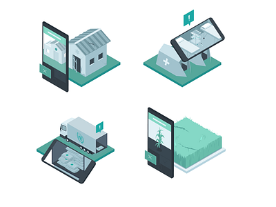 Illustrations for a Market Research Platform character data flat illustration isometric market research mobile sales shop shopping vector zajno