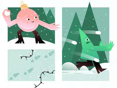 Let it snow! 2020 2021 character character design chase christmas christmas tree holiday illustration inspiration new year run away snowball winter zajno
