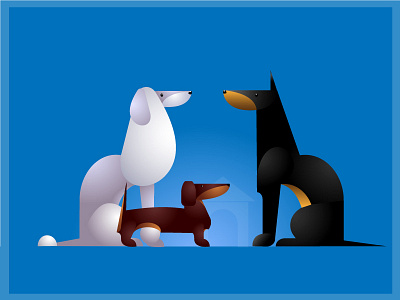 Dogs animal art black blue dog flat friend hound illustration vector