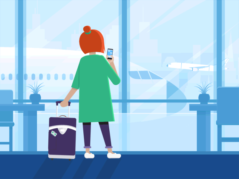 Travel App Onboarding Illustration airport animation app application character design gif graphic illustration traveling vector zajno
