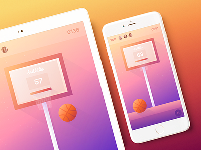 Basketball IOS Mobile Game for Dribbble Community app ball basketball community design dribble game gradient interface ios mobile zajno
