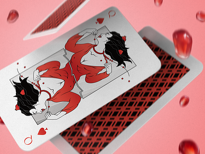 Mesmerizing Pomegranate Queen Illustration affinity designer card character deck design illustration playing cards pomegranate queen red spades vector zajno