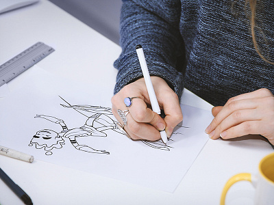 Making of an illustrated character Fred art black and white character children book clean concept creative design drawing experimental fairy graphic illustration inspiration line art painting process simple sketch zajno