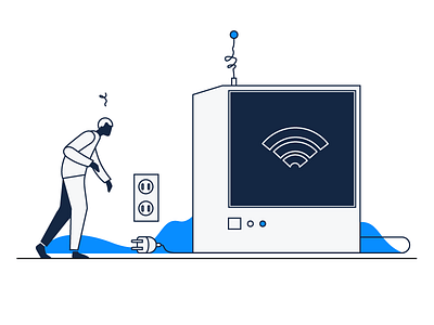 ‘No Internet Connection’ Empty State Illustration 2d app art blue and white clean creative design digital painting empty state illustration illustrative design informative internet ipad minimalistic no connection simple ux vector zajno