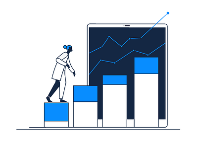 Product Search Bar Optimizer Onboarding Illustration 2d app art blue and white chart clean creative design diagram digital painting illustration illustrative design minimalistic onboarding optimizer product search simple ux vector zajno