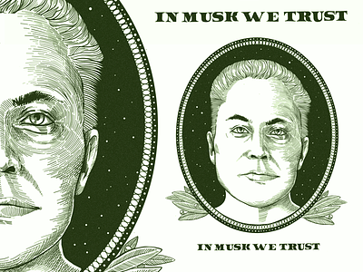 In Musk We Trust adobe draw dollar elon experiment illustration inspiration ipad pro musk portrait spacex technique zajno