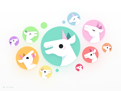Unicorn Utterances — Avatars avatar avatar icons branding design figma graphics icon illustration unicorns vector vector illustration