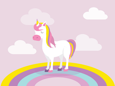 Unicorn clouds flat pink purple rainbow unicorn