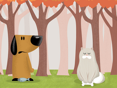 Dog and cat cartoon illustration