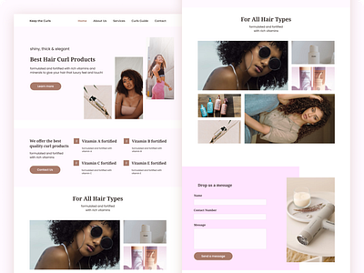 landing page for 'Keep the curls' website branding design ui ux