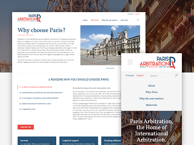 Paris Arbitration Responsive Website arbitration association audacy content architecture french international paris responsive ui ux website