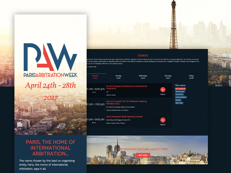 Paris Arbitration Week Onepage by flchristophe for Audacy on Dribbble