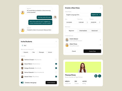 UI Cards & Components - Light app cards chat clean clean ui components concept dashboard design system e learning figma kit free ui kit light mode minimal modal online courses online school search ui kit user interface